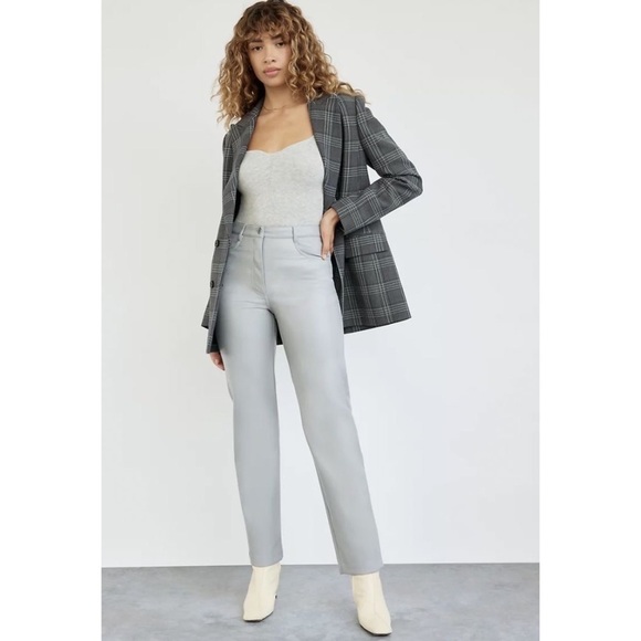 Aritzia Pant Melina High-Rise Straight-Leg Vegan-Leather Marble Grey 2 NWT - Picture 8 of 8
